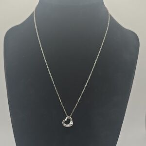 Tiffany & Co Sterling Silver Elsa Peretti Heart Pendant Necklace